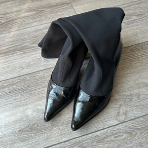 France Mode Patent Leather Heeled Sock Boots Made  in France